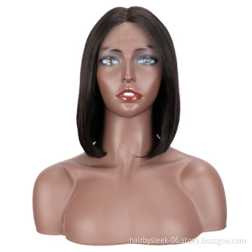 Rebecca fashion 10 inches Short Bob For Black Women With Middle Part  Brazilian Straight Hair Lace Front Wig Human Hair Wigs